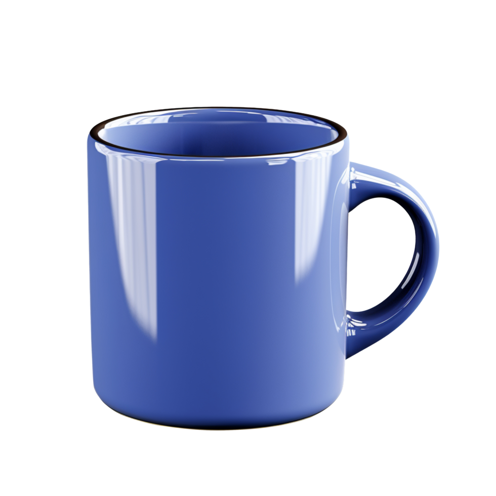 Blue ceramic mug isolated on transparent background png