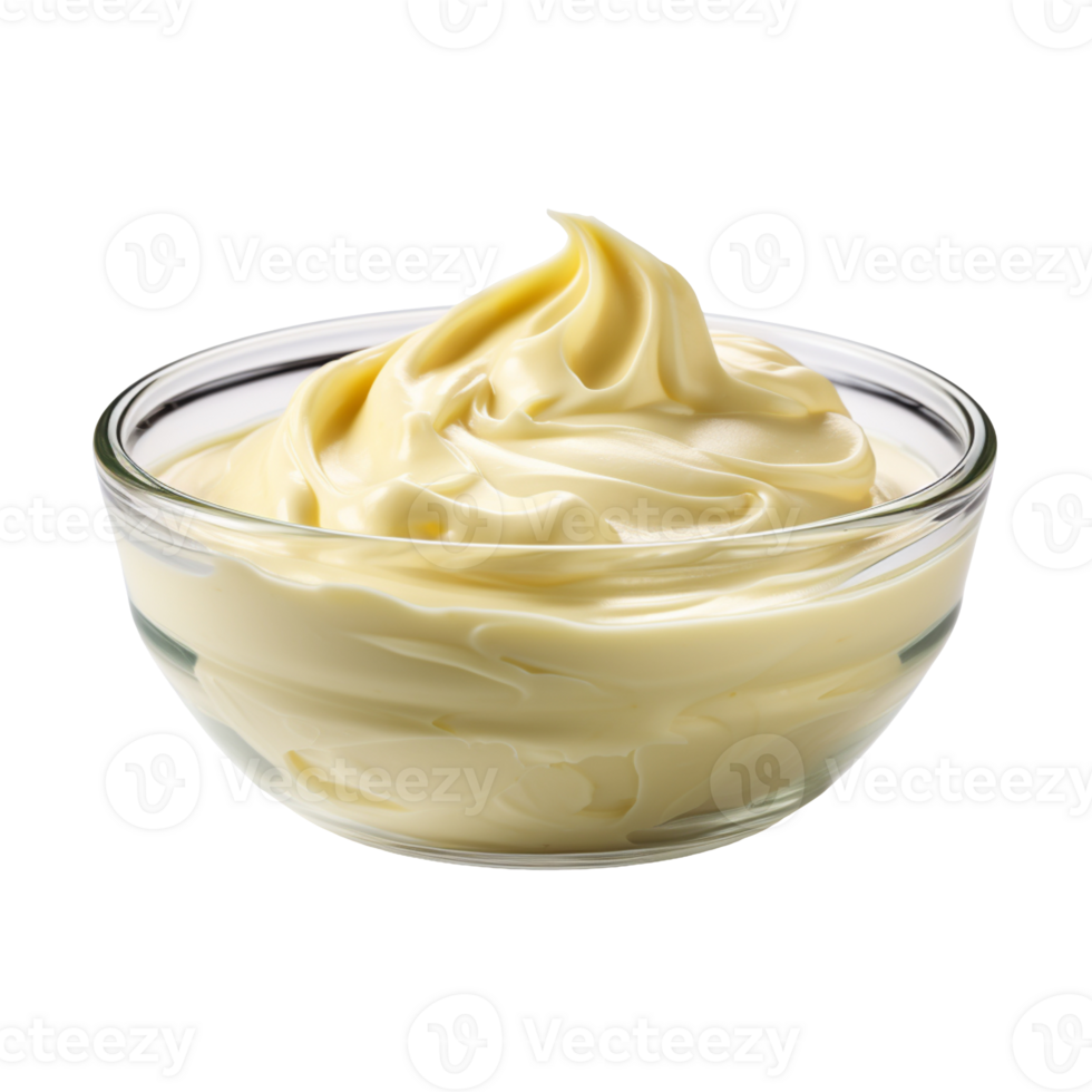 Bowl with mayonnaise isolated on transparent background png