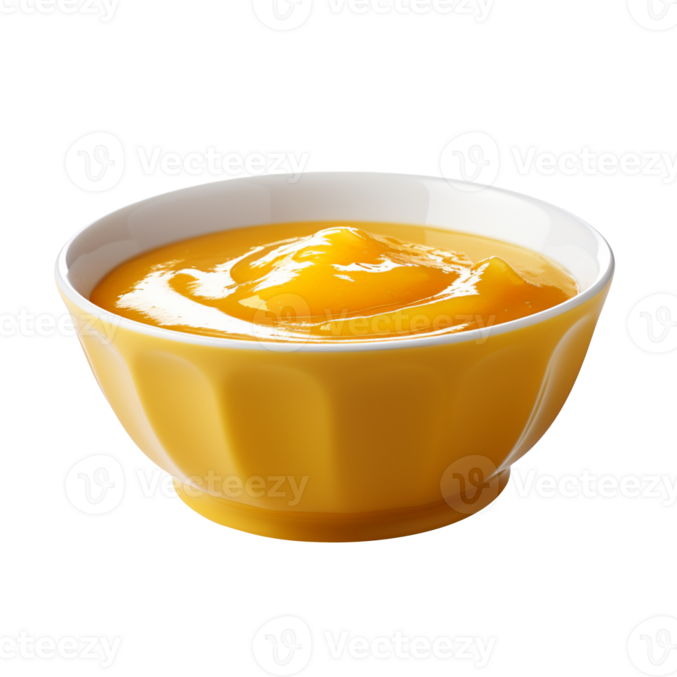 Bowl of orange sauce isolated on transparent background png