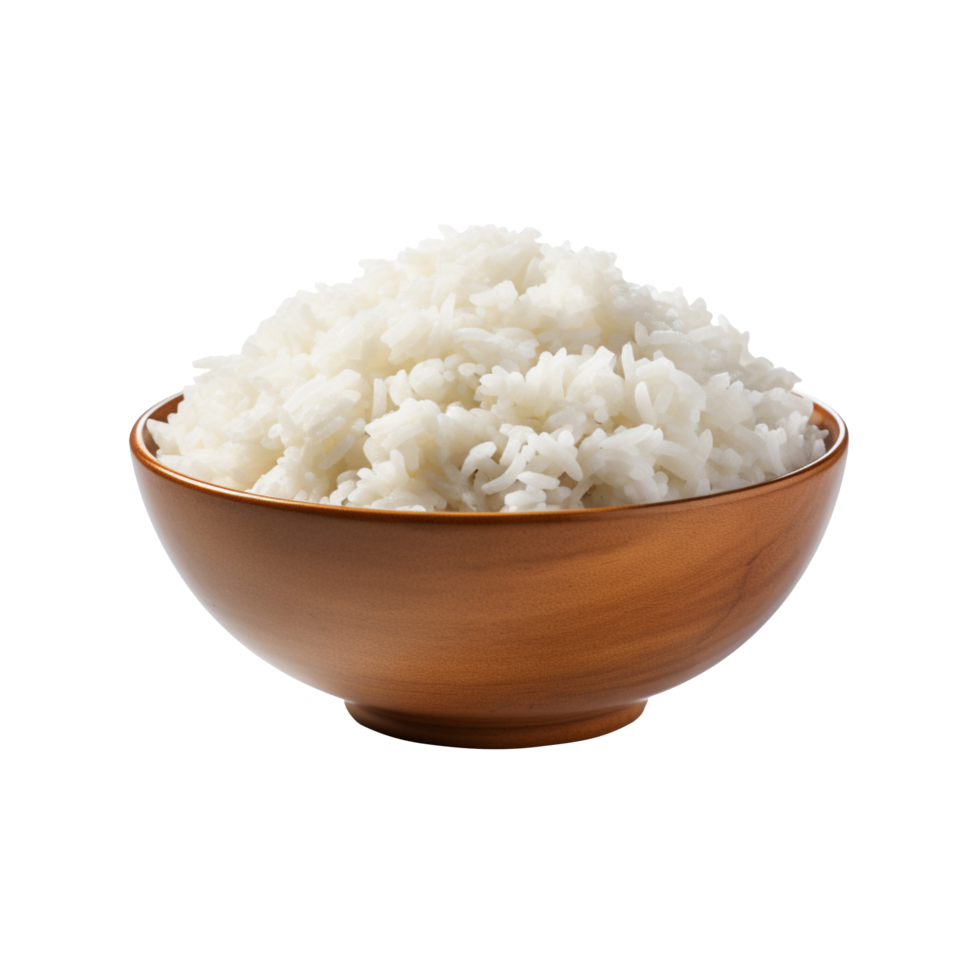 tigela do cozinhou arroz isolado em transparente fundo png