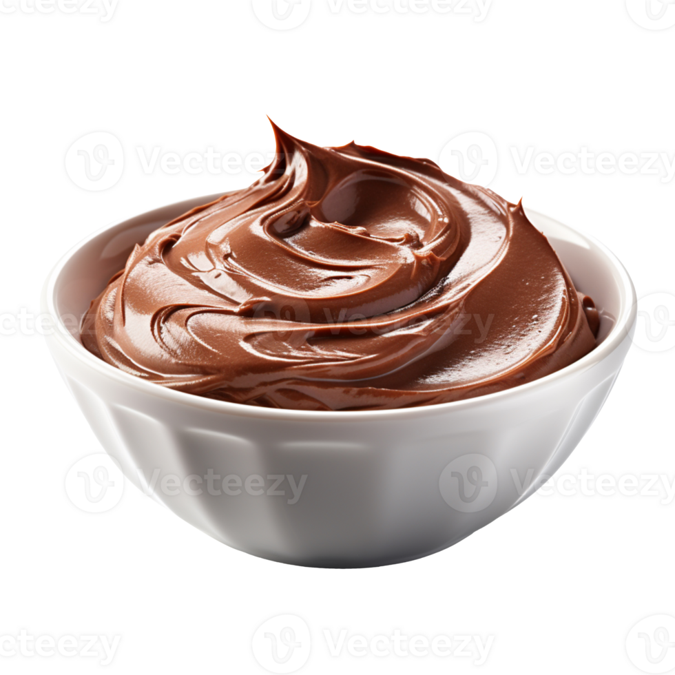 Bowl of chocolate paste isolated on transparent background png