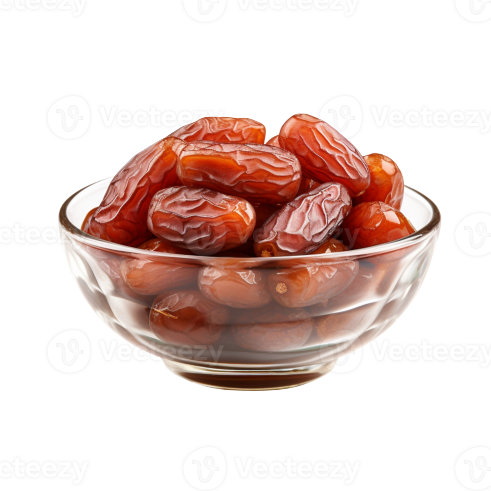 bowl of dried date fruits isolated on transparent background png