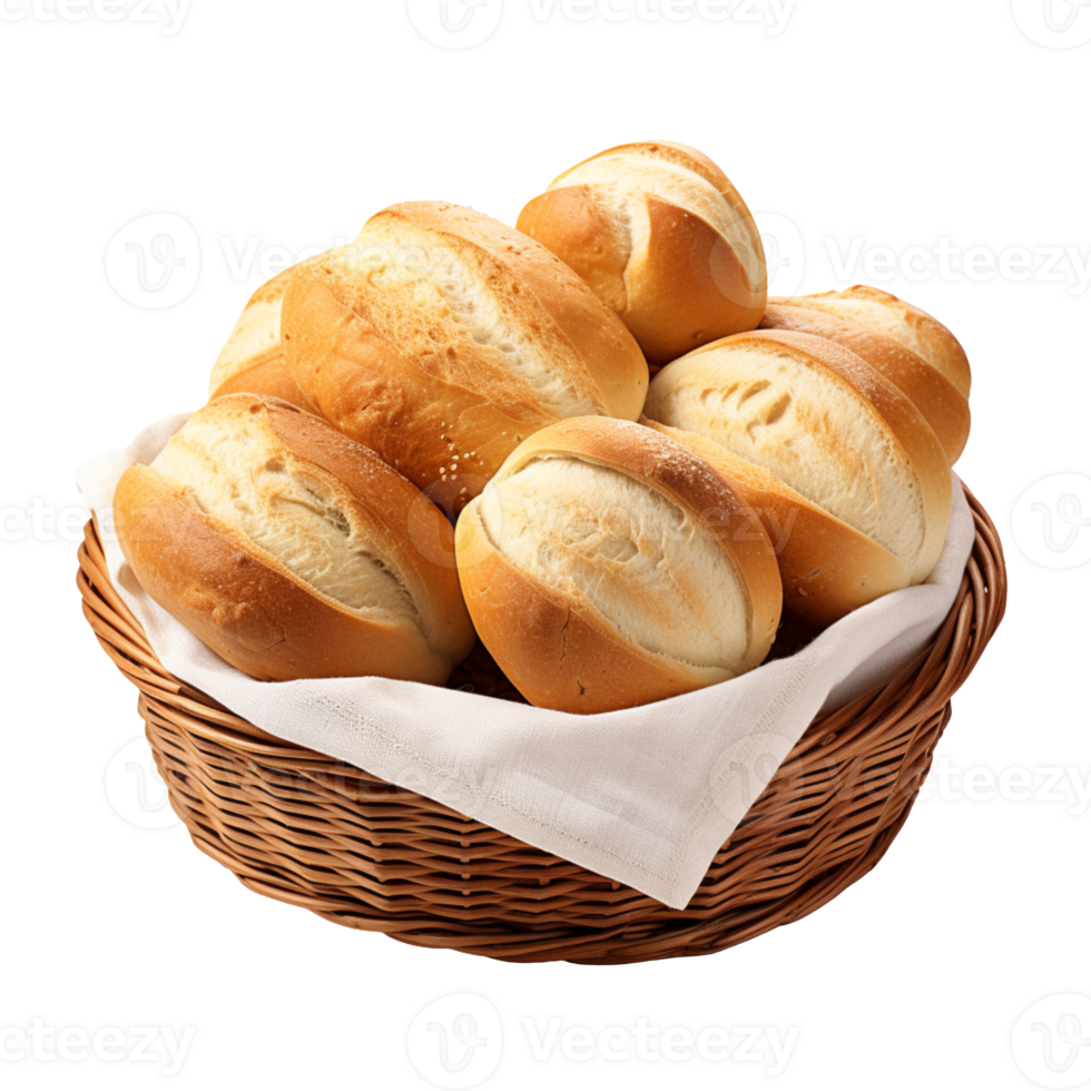 Bread loaves in a basket isolated on transparent background png