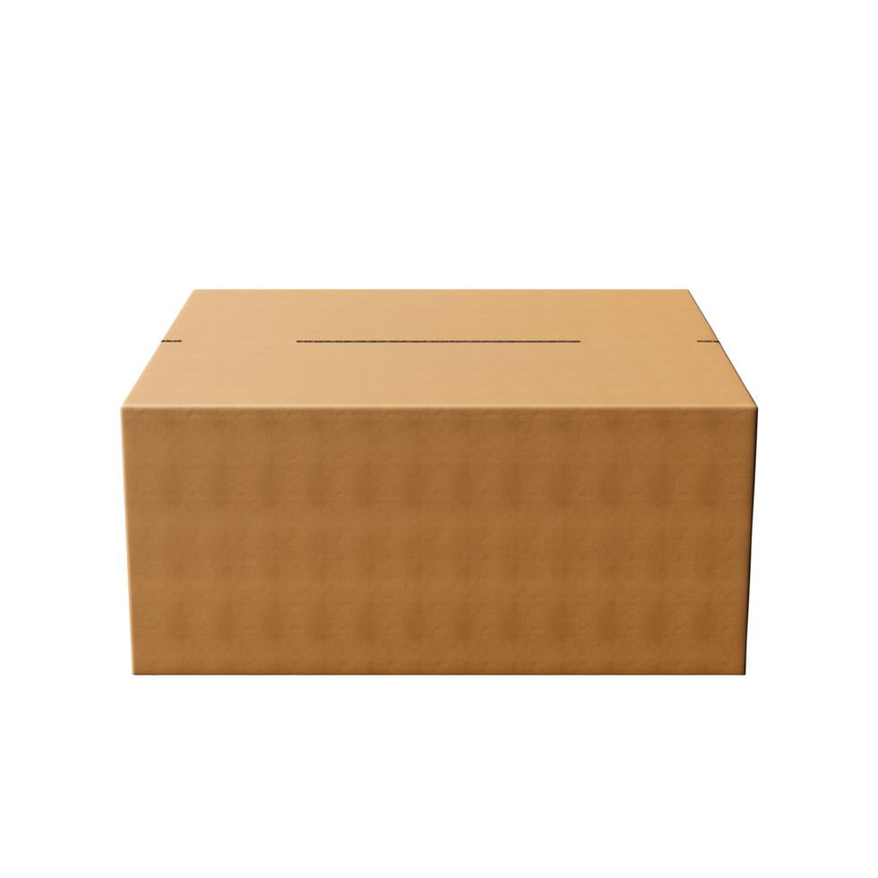 Brown kraft paper box isolated on transparent background png