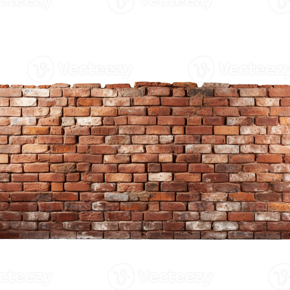 Brown brick wall isolated on transparent background png