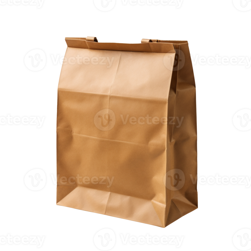 Brown paper lunch bag isolated on transparent background png