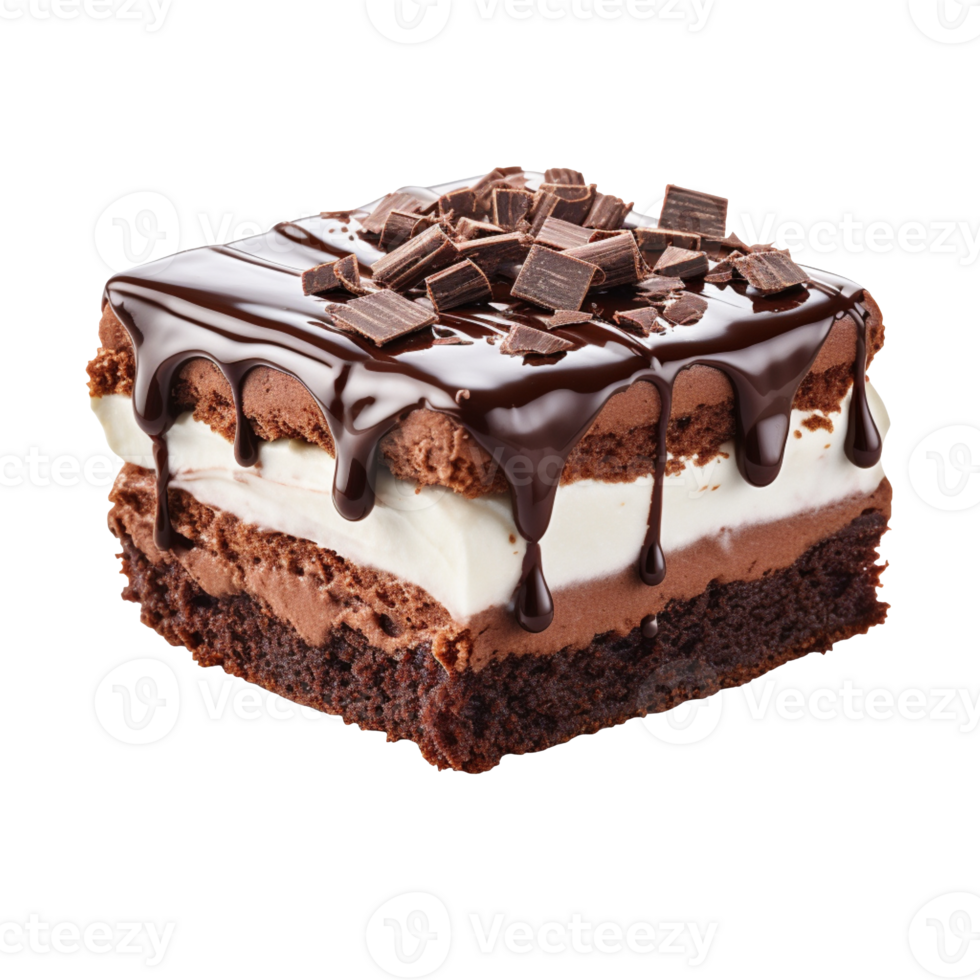 Brownie cake piece isolated on transparent background png