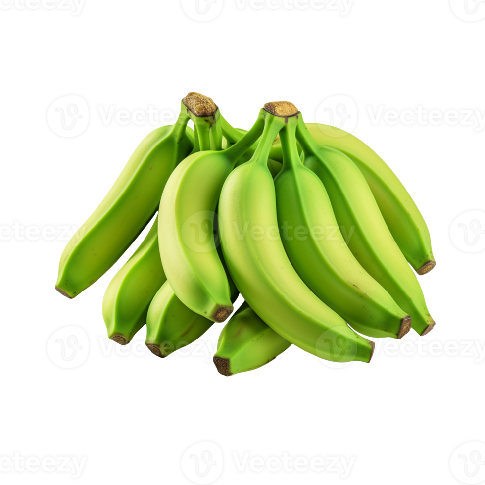 bunch of green bananas isolated on transparent background png