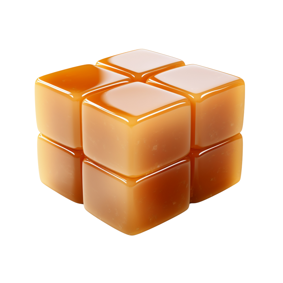 caramel cube isolated on transparent background png