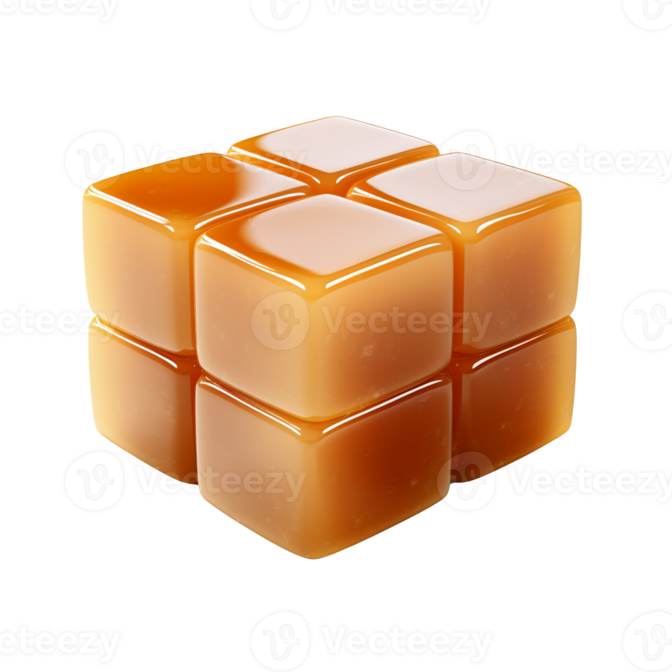 caramel cube isolated on transparent background png