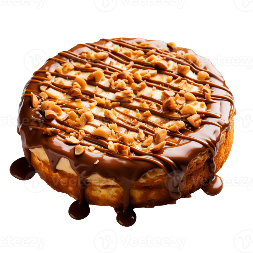 Caramelized peanut cookie cake isolated on transparent background png