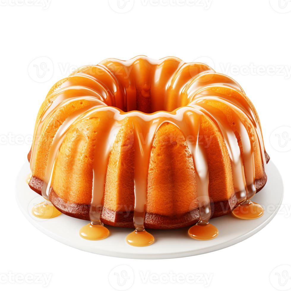 Bundt cake with glaze isolated on transparent background png