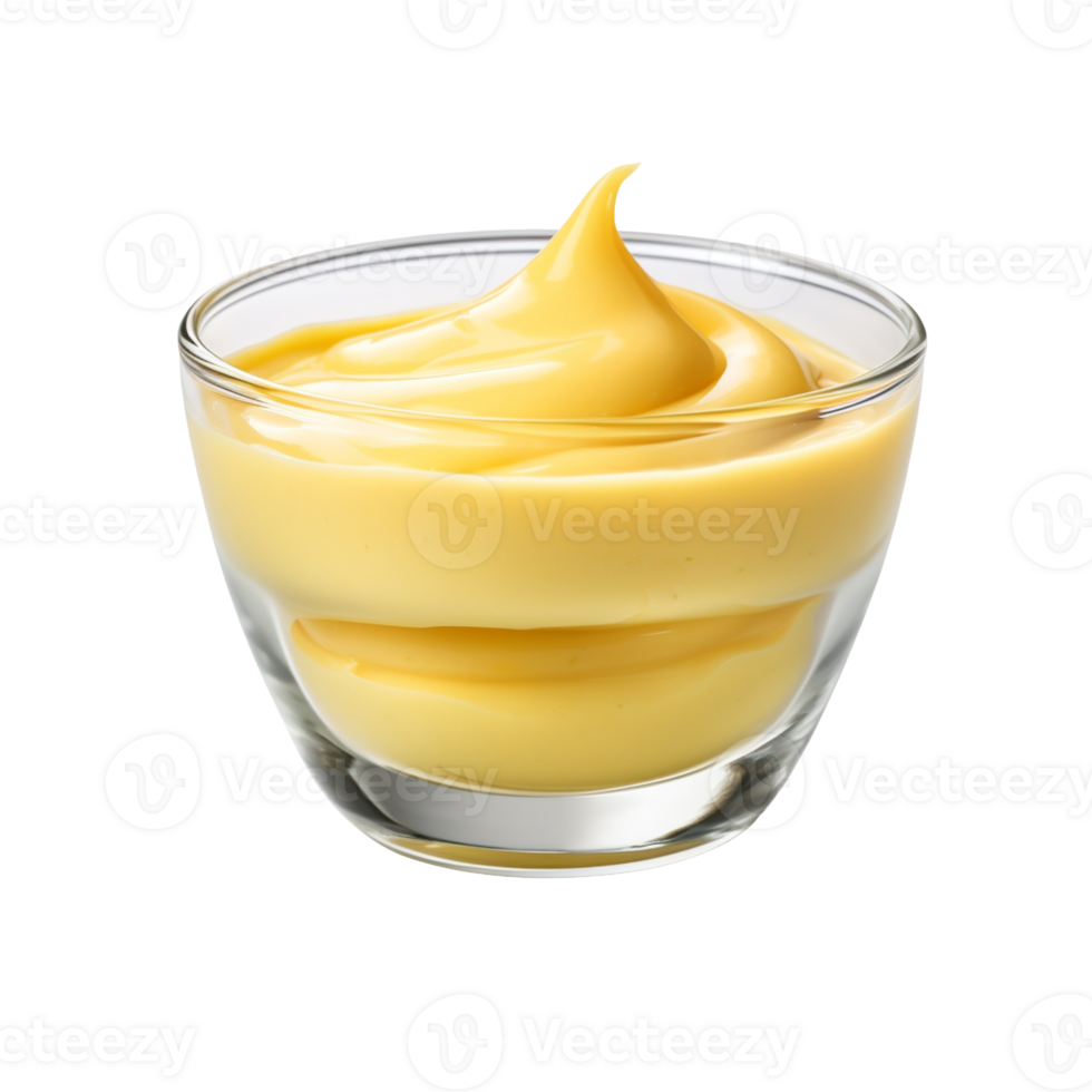 Cheese sauce in the glass bowl isolated on transparent background png