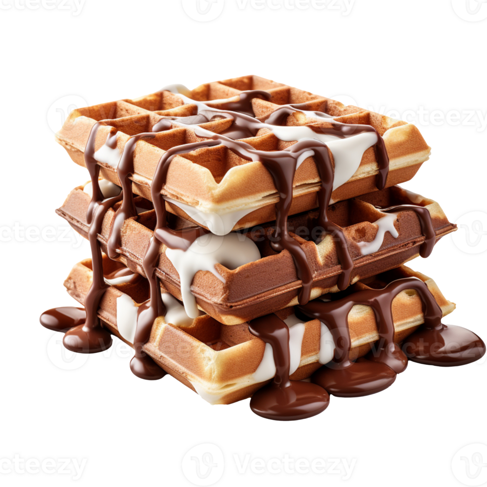 chocolate waffle isolated on transparent background png