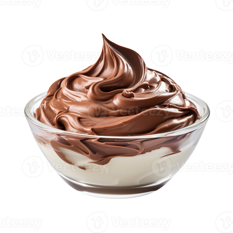 chocolate cream in a bowl isolated on transparent background png