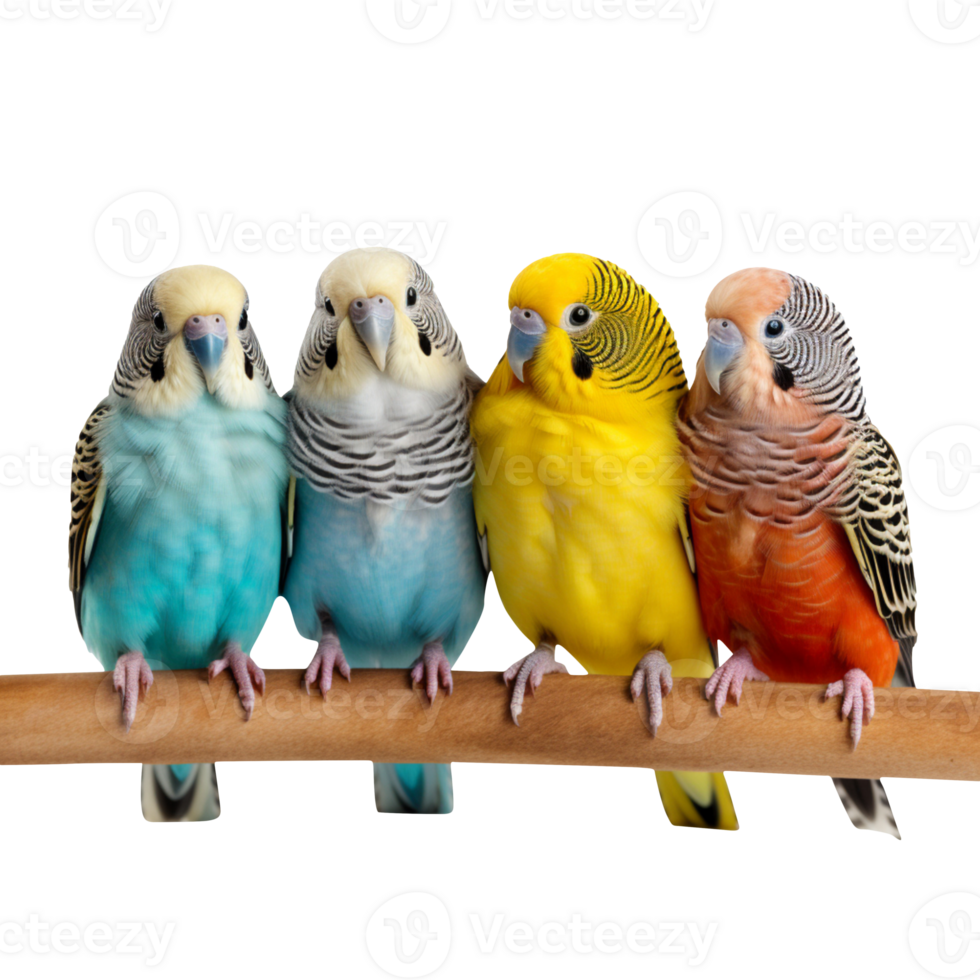 colorful budgies isolated on transparent background png