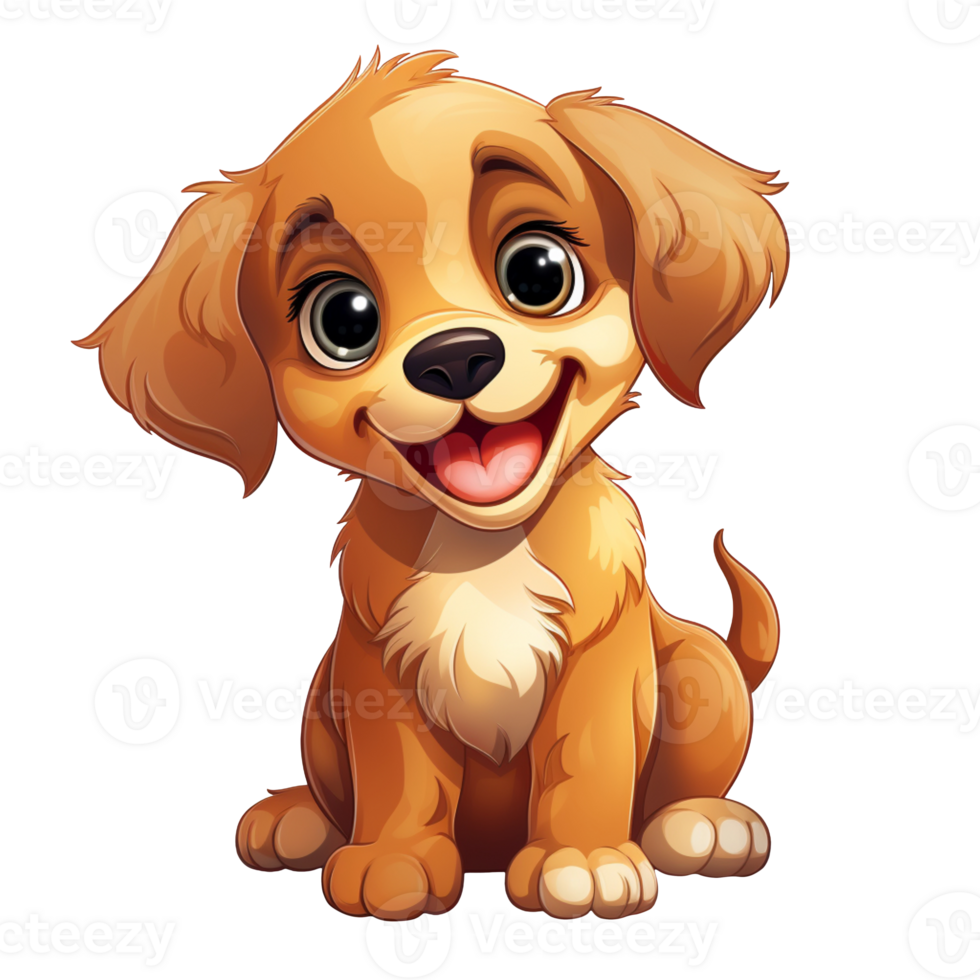 cute dog cartoon style isolated on transparent background png
