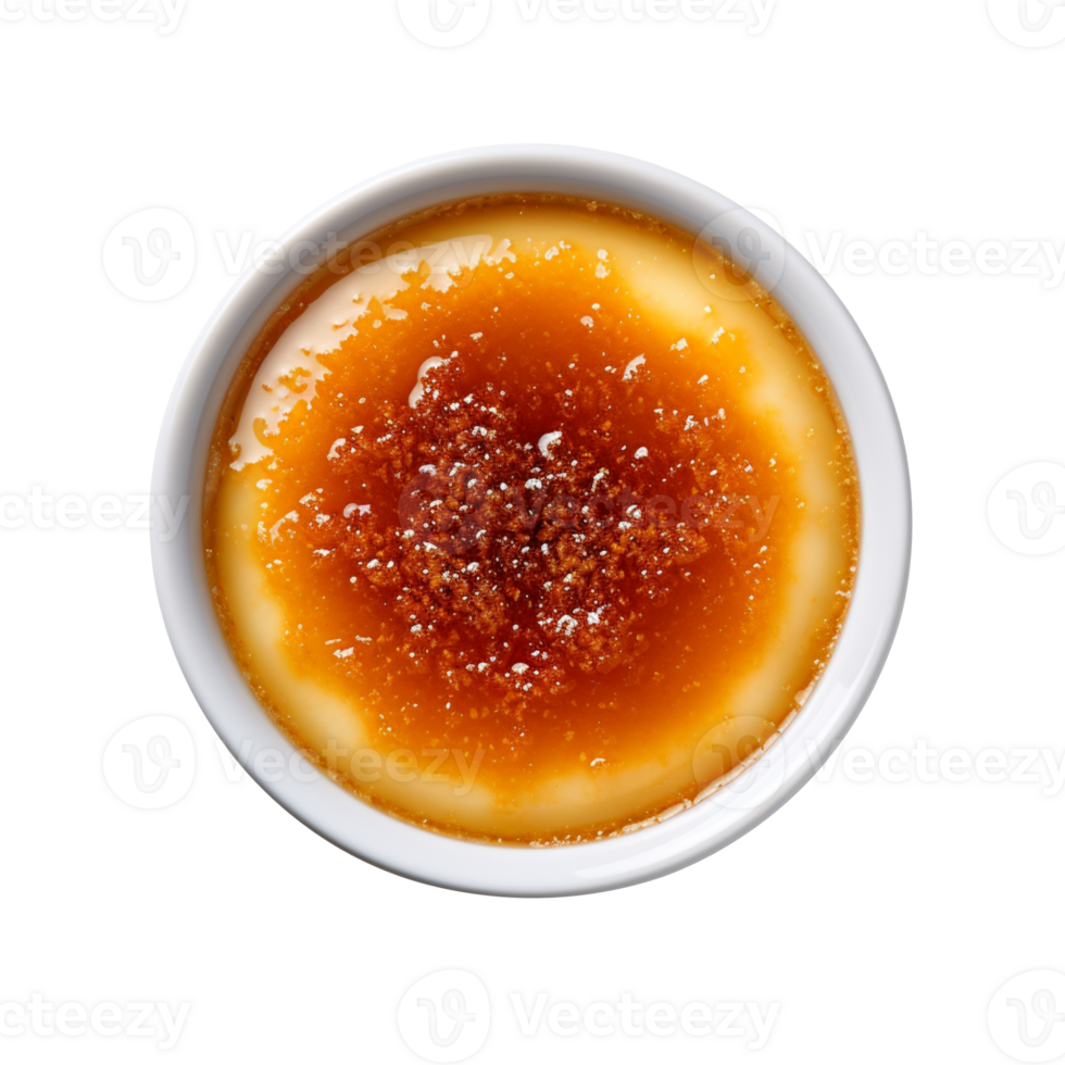 Creme brulee top view isolated on transparent background png
