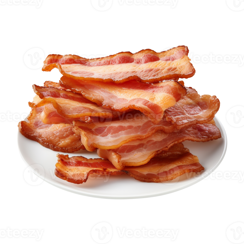 Cooked bacon slices isolated on transparent background png