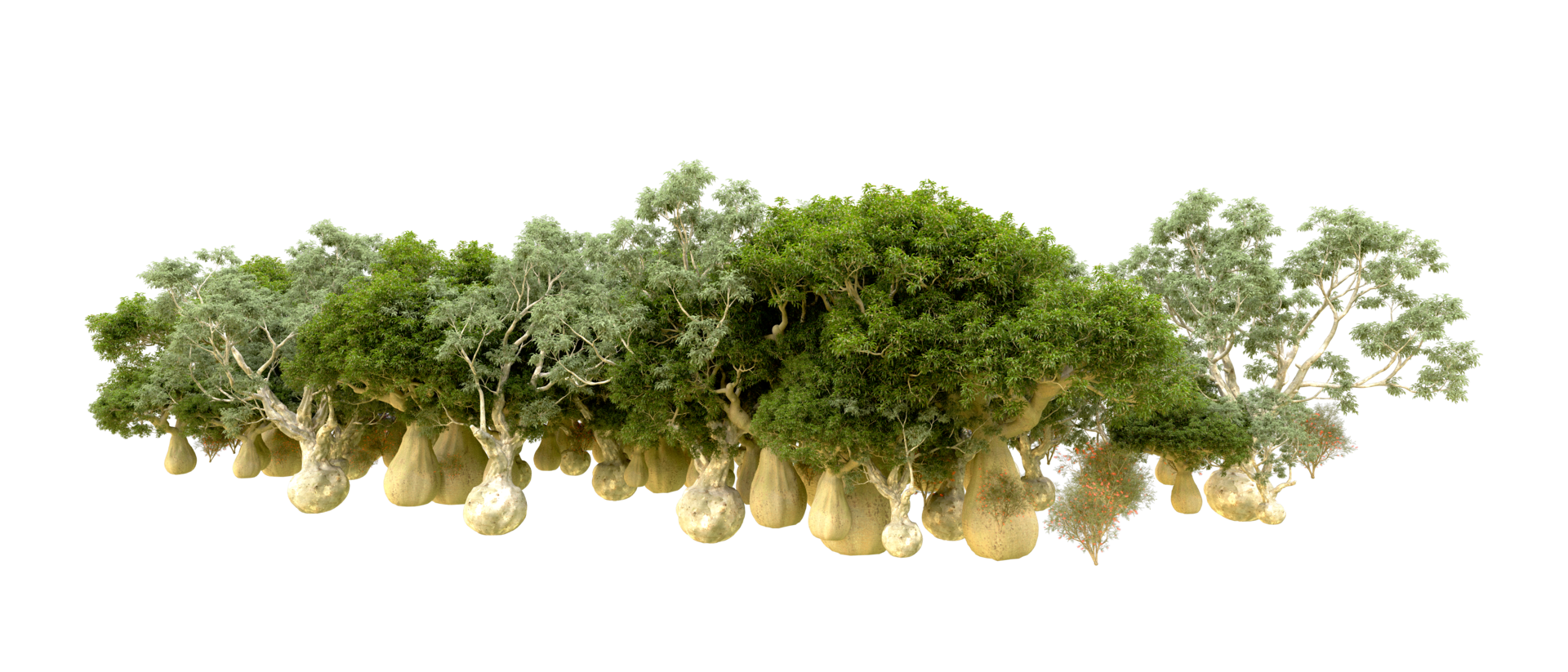 Green forest isolated on background. 3d rendering - illustration png