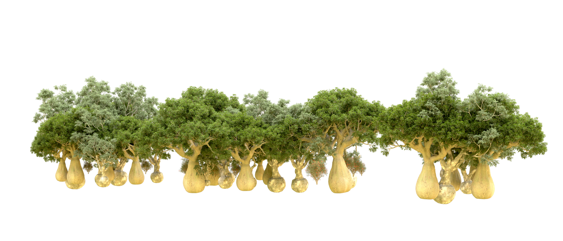 Green forest isolated on background. 3d rendering - illustration png