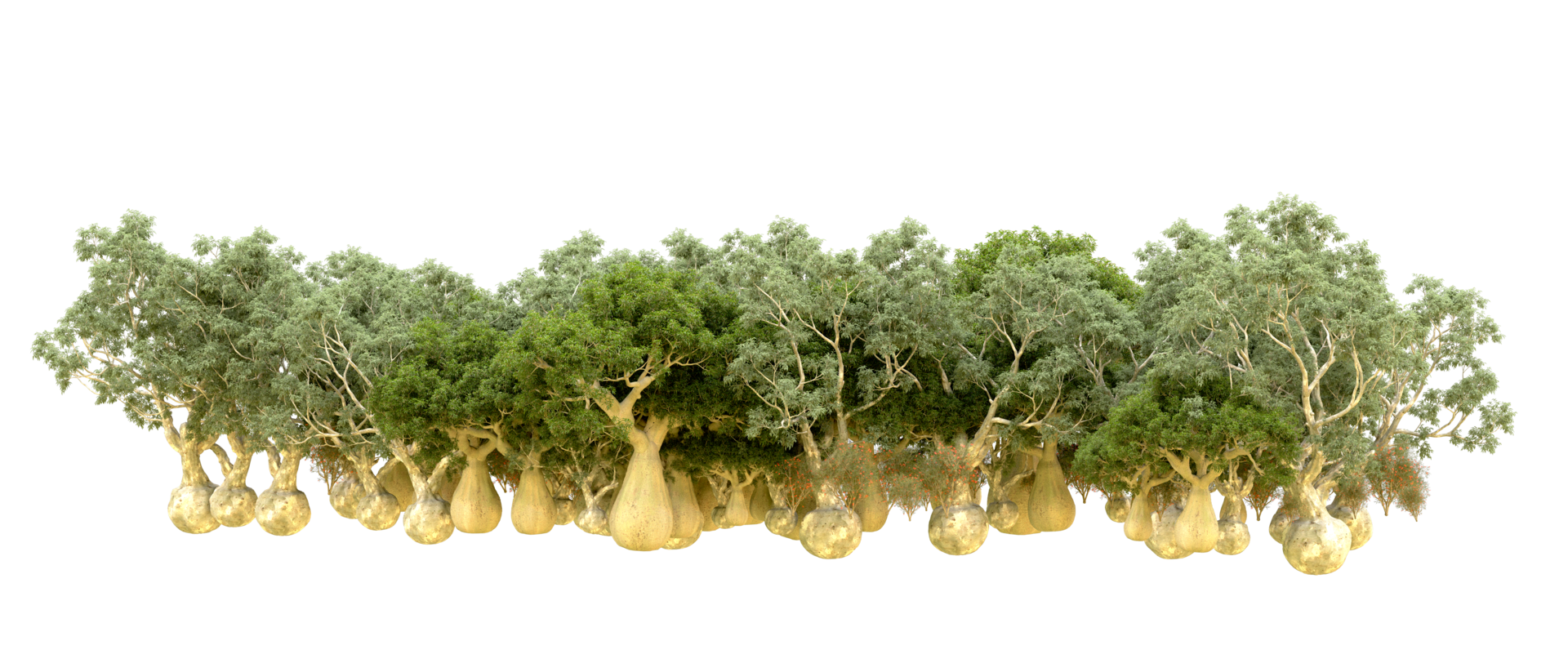 Green forest isolated on background. 3d rendering - illustration png