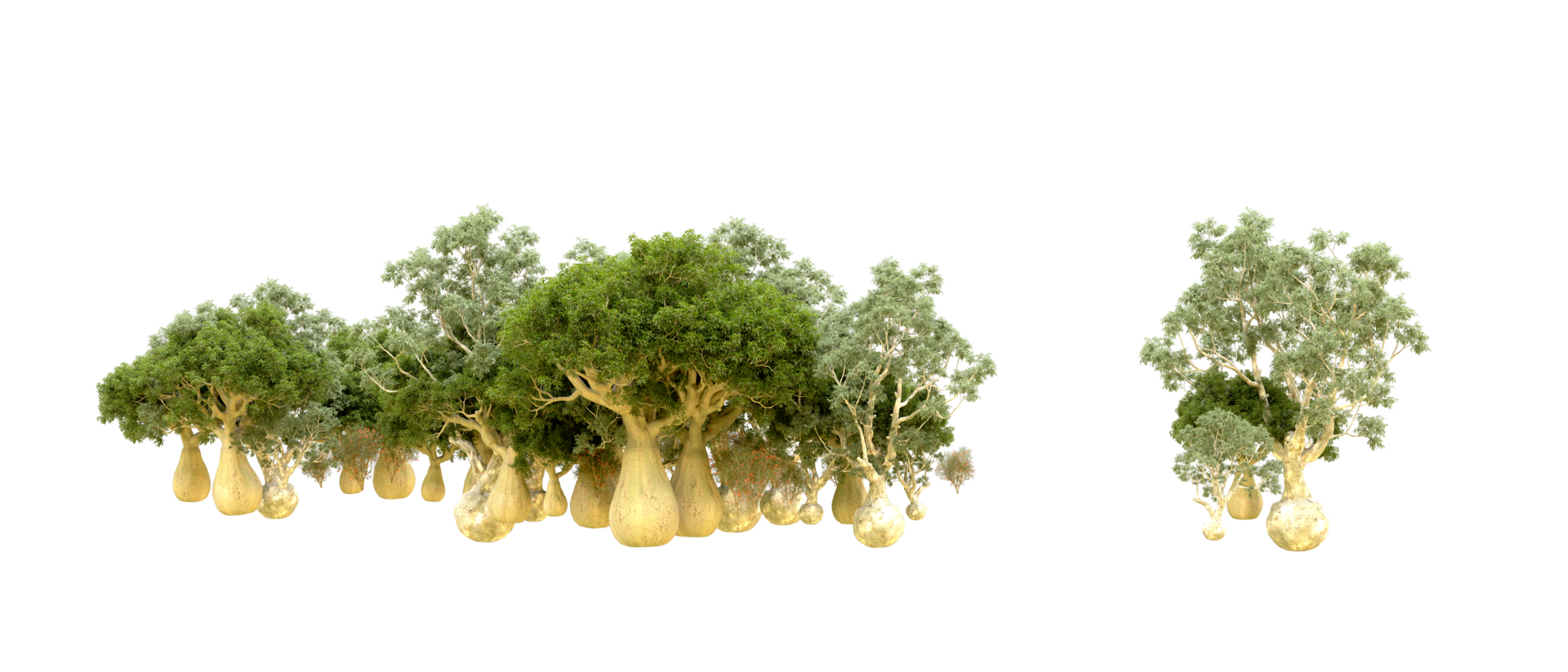 Green forest isolated on background. 3d rendering - illustration png