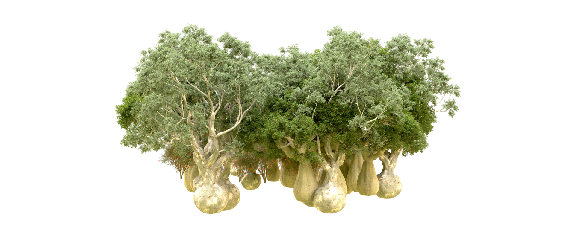 Green forest isolated on background. 3d rendering - illustration png