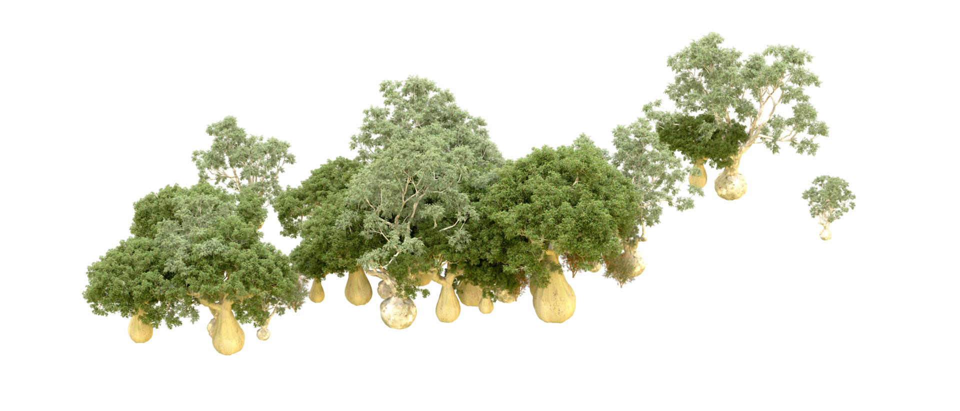 Green forest isolated on background. 3d rendering - illustration png
