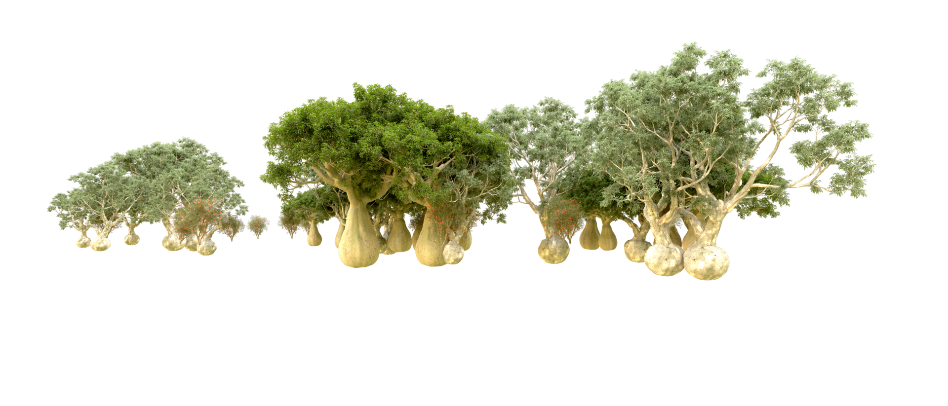 Green forest isolated on background. 3d rendering - illustration png