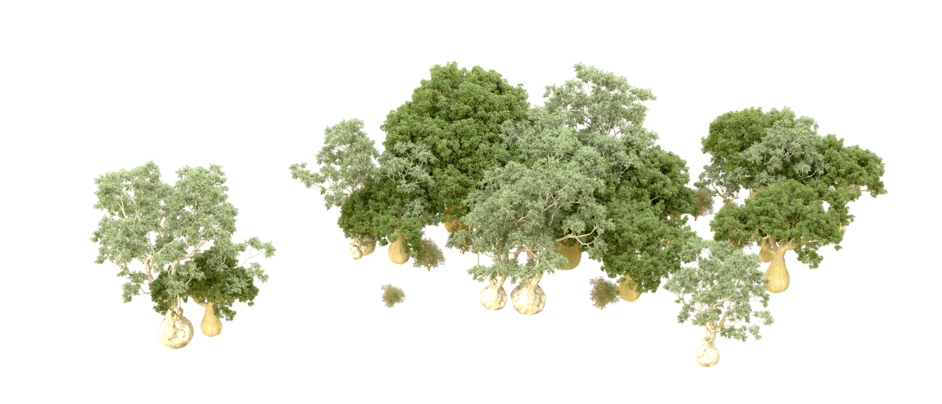 Green forest isolated on background. 3d rendering - illustration png