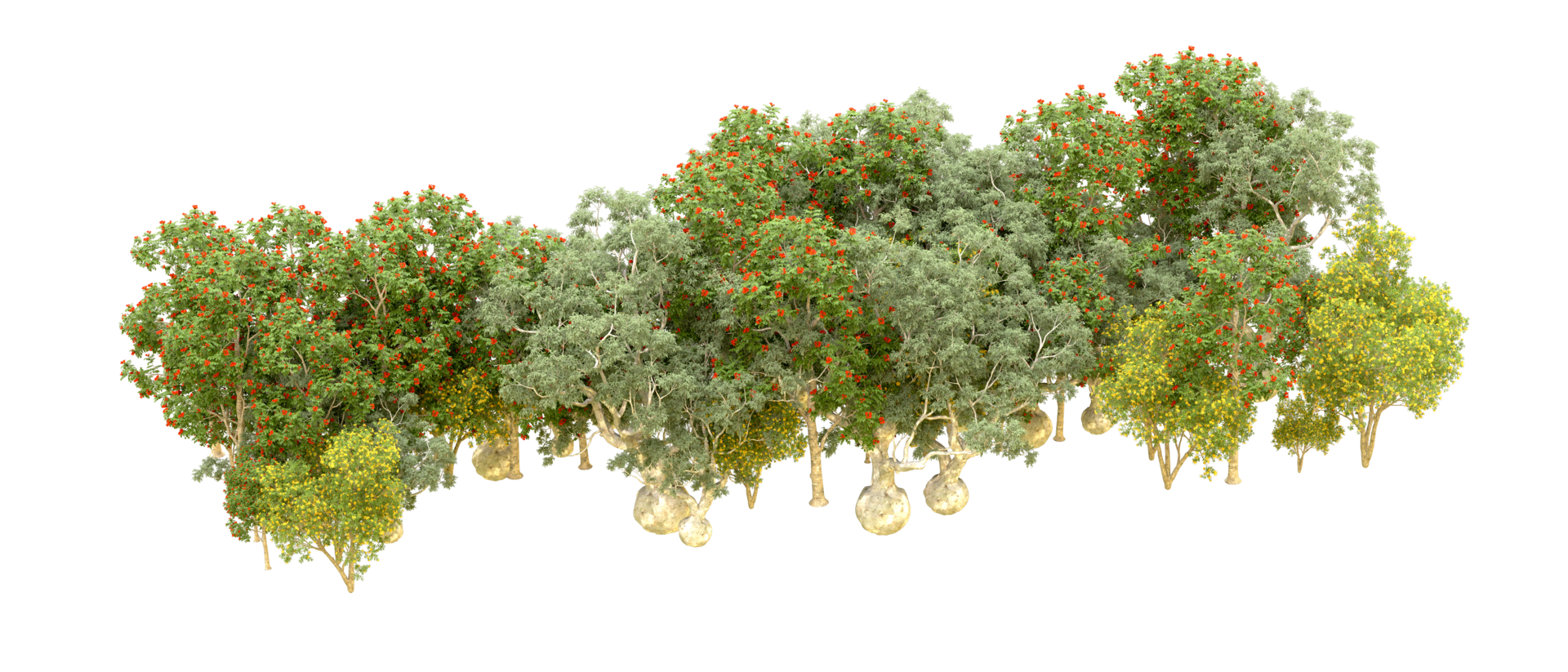 Green forest isolated on background. 3d rendering - illustration png
