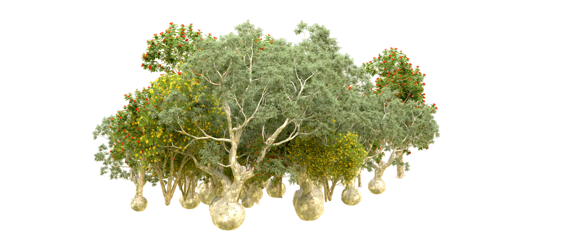 Green forest isolated on background. 3d rendering - illustration png
