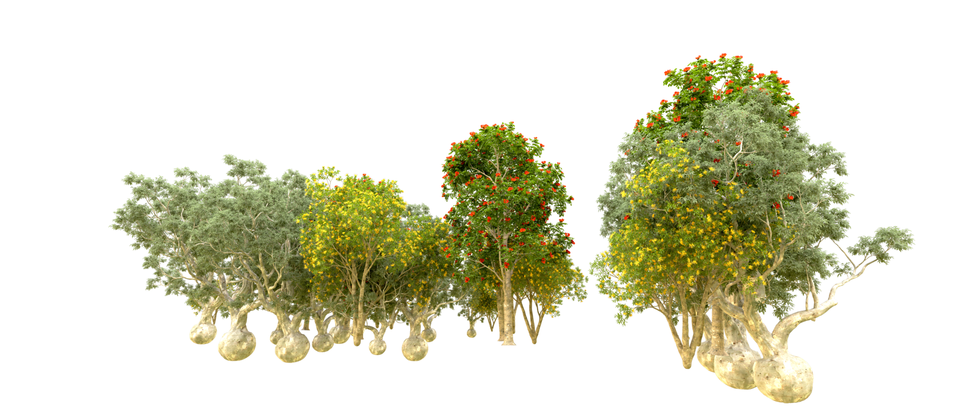 Grün Wald isoliert auf Hintergrund. 3d Rendern - - Illustration png