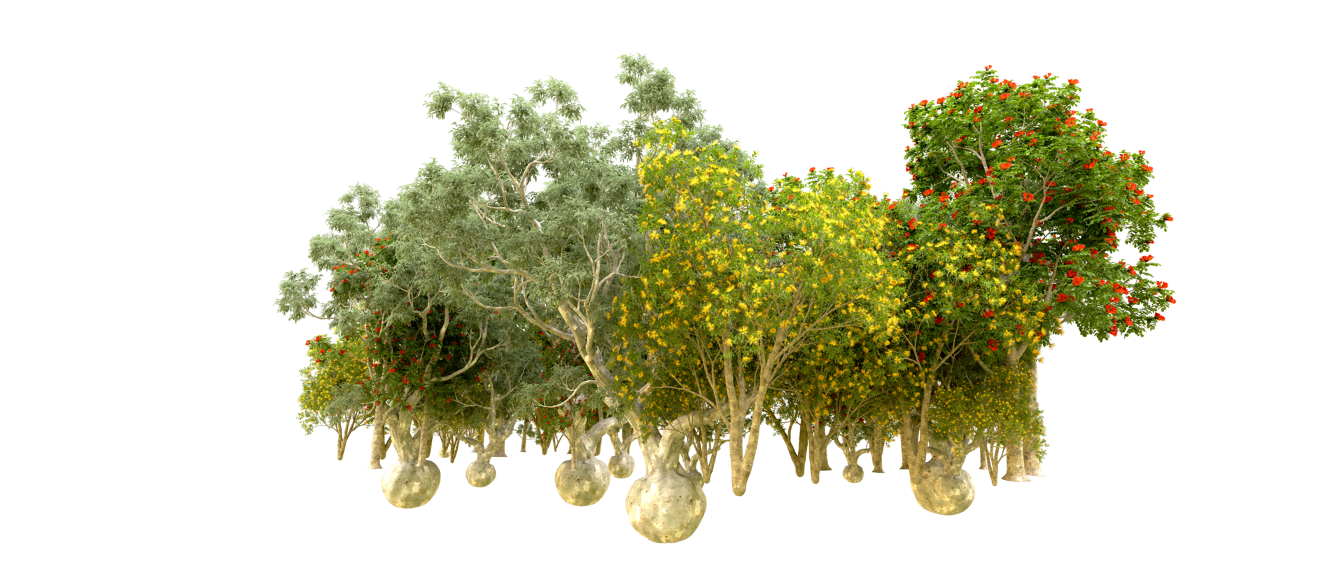 Green forest isolated on background. 3d rendering - illustration png