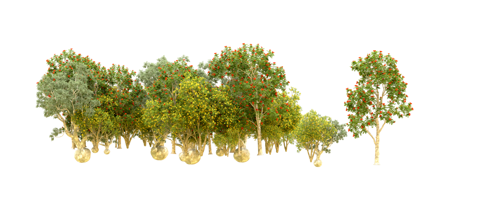 Green forest isolated on background. 3d rendering - illustration png