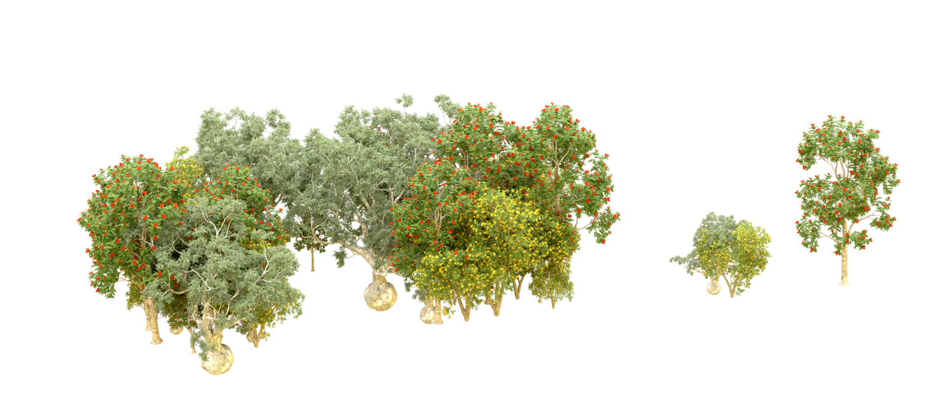 Green forest isolated on background. 3d rendering - illustration png
