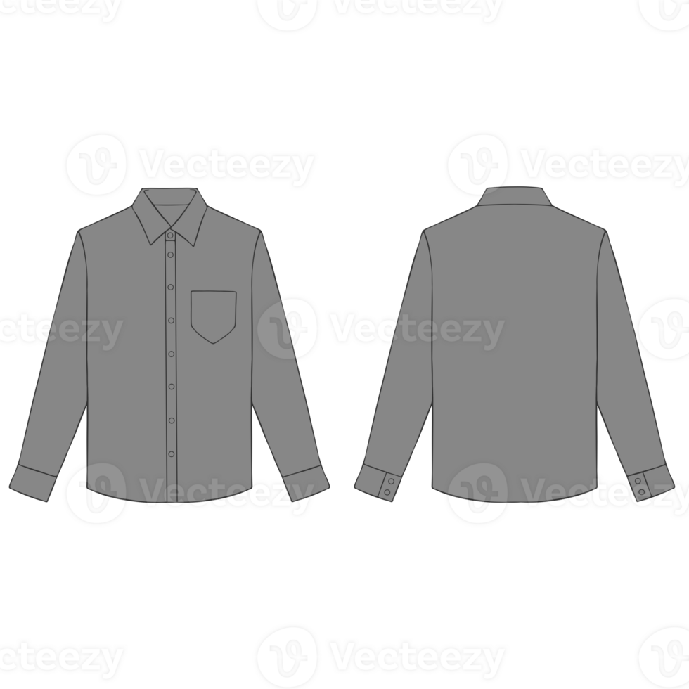 gray long sleeve button shirt mockup illustration png