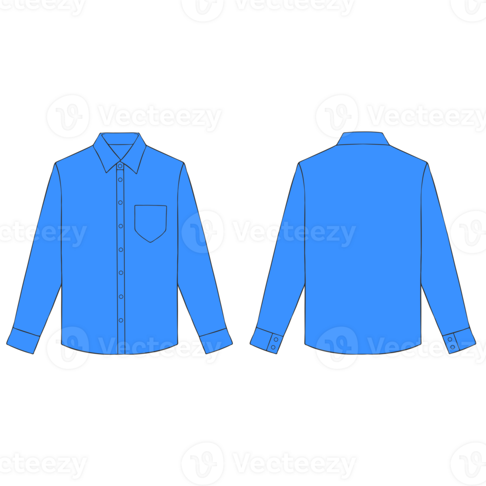 blue long sleeve button shirt mockup illustration png