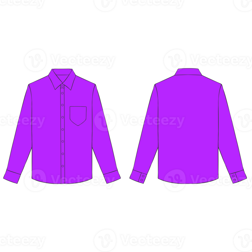 purple long sleeve button shirt mockup illustration png