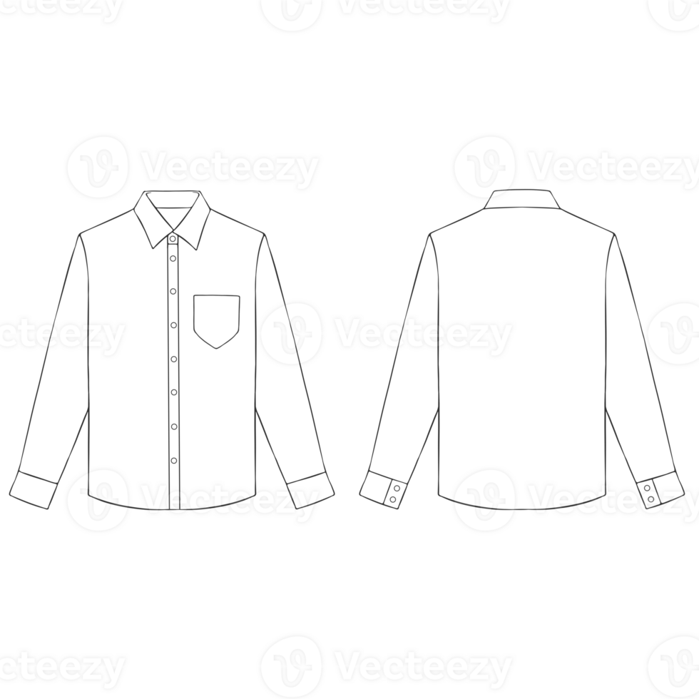 white long sleeve button shirt mockup illustration png