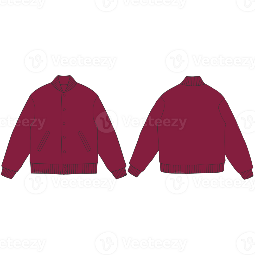 maroon varsity bomber jacket mockup illustration png