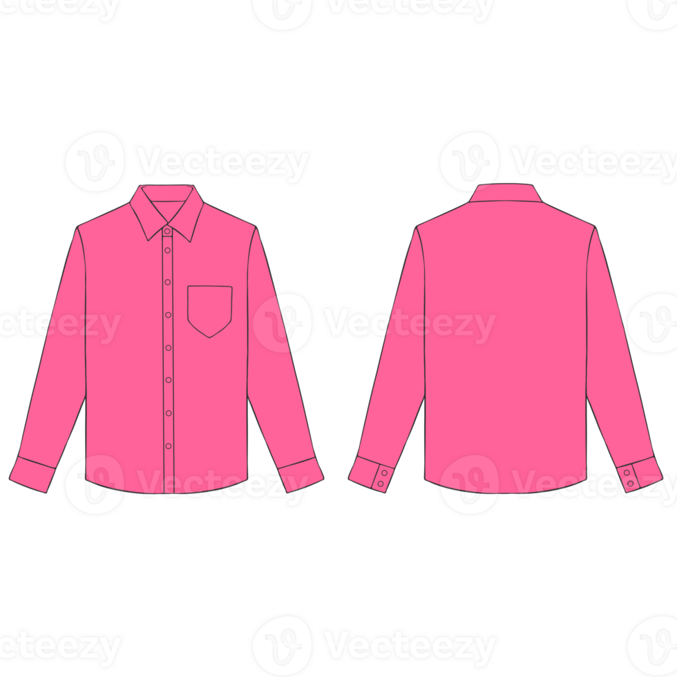 pink long sleeve button shirt mockup illustration png