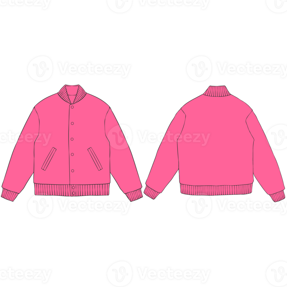 pink varsity bomber jacket mockup illustration png