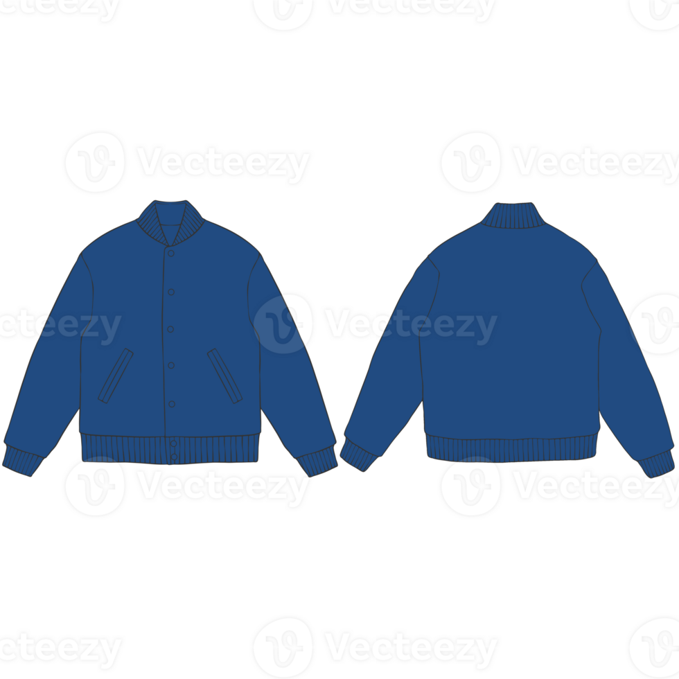 navy blue varsity bomber jacket mockup illustration png
