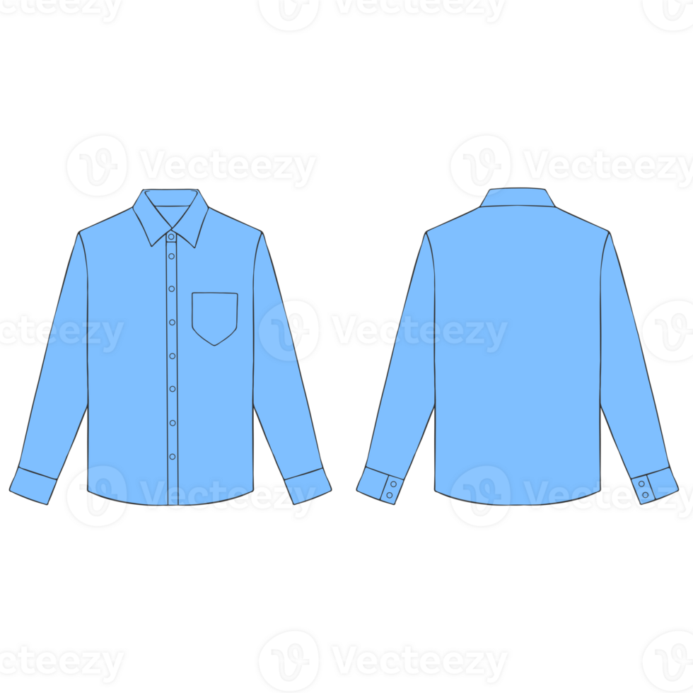 light blue long sleeve button shirt mockup illustration png