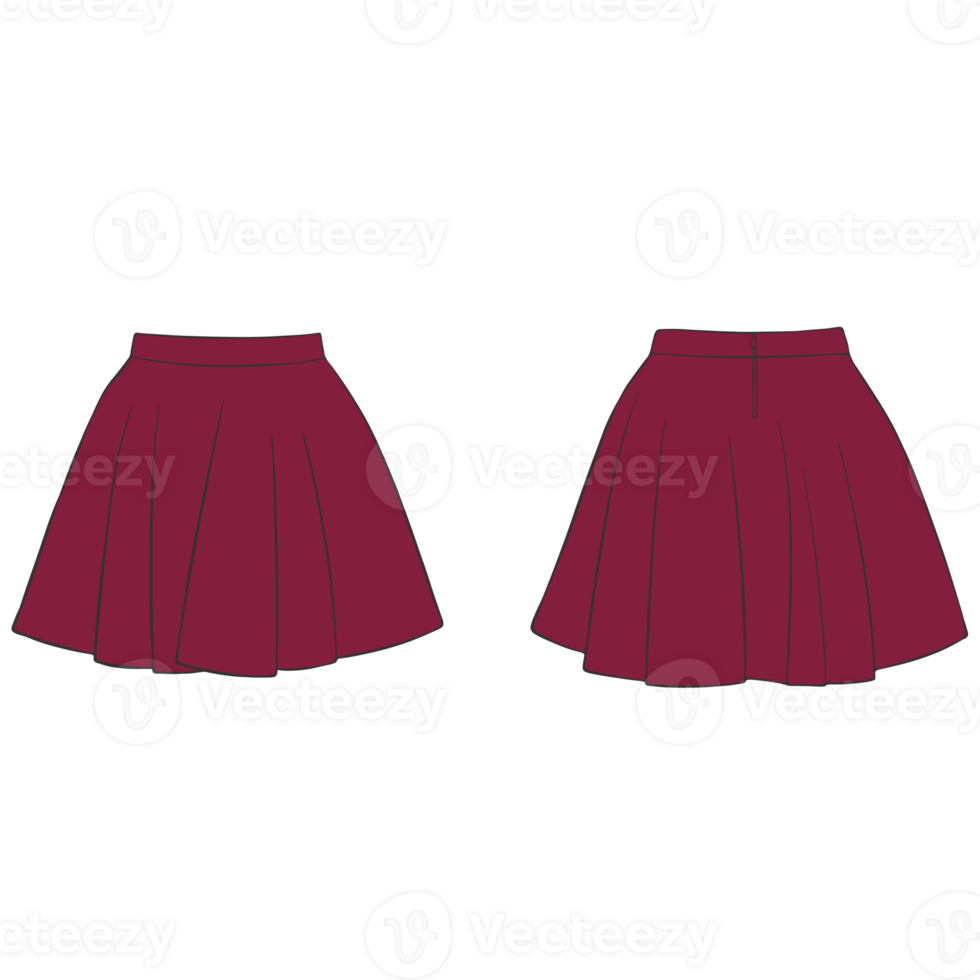 maroon short skirt mockup illustration png