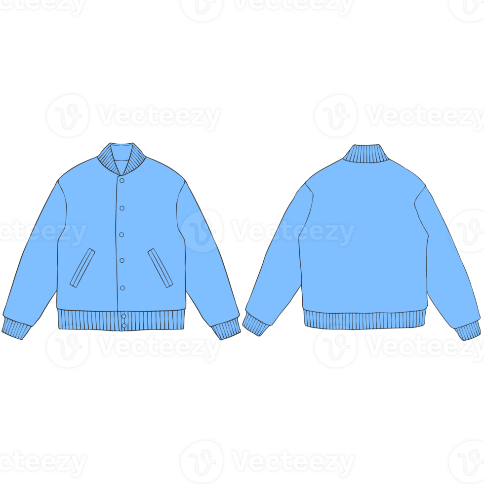 light blue varsity bomber jacket mockup illustration png