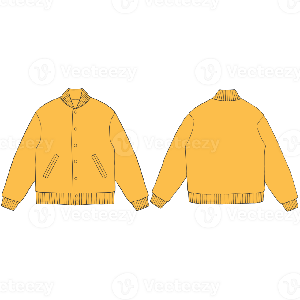 yellow varsity bomber jacket mockup illustration png