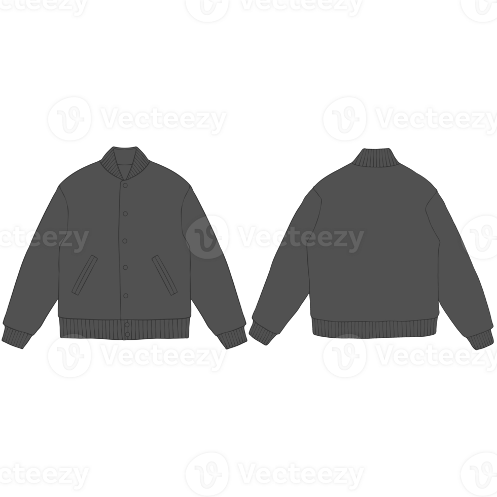 black varsity bomber jacket mockup illustration png